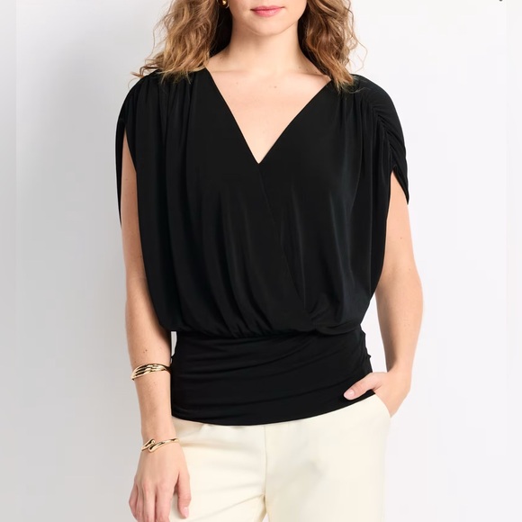 41 HAWTHORN SS Surplice Perfect Tuck Moss Crepe Knit - XL - Picture 1 of 7